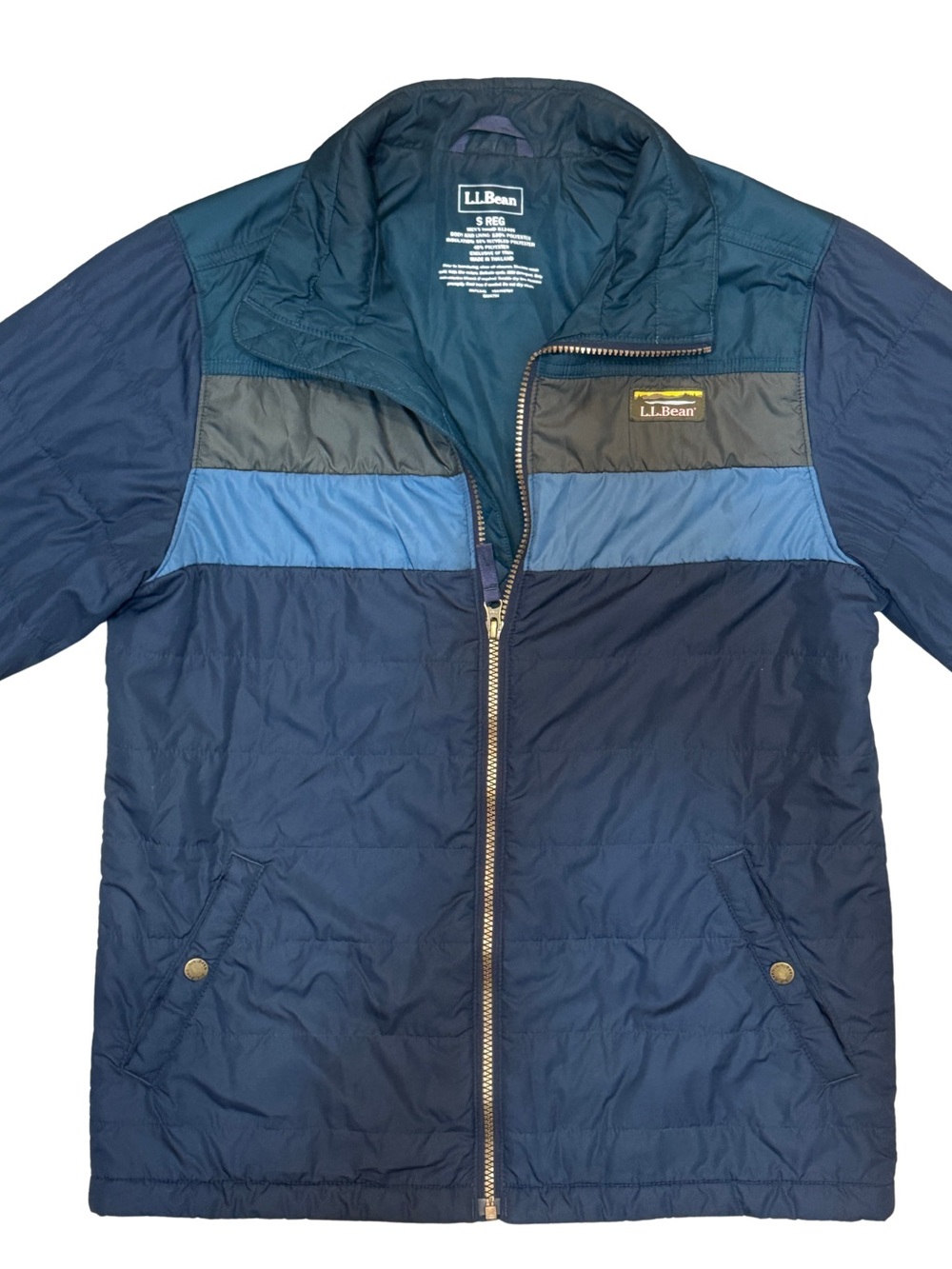L.L. Bean Men's Navy Colorblock Classic Puffer Packable Jacket